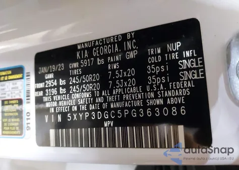 2023 Kia Telluride Ex из США, поврежденный, VIN 5XYP3DGC5PG363086